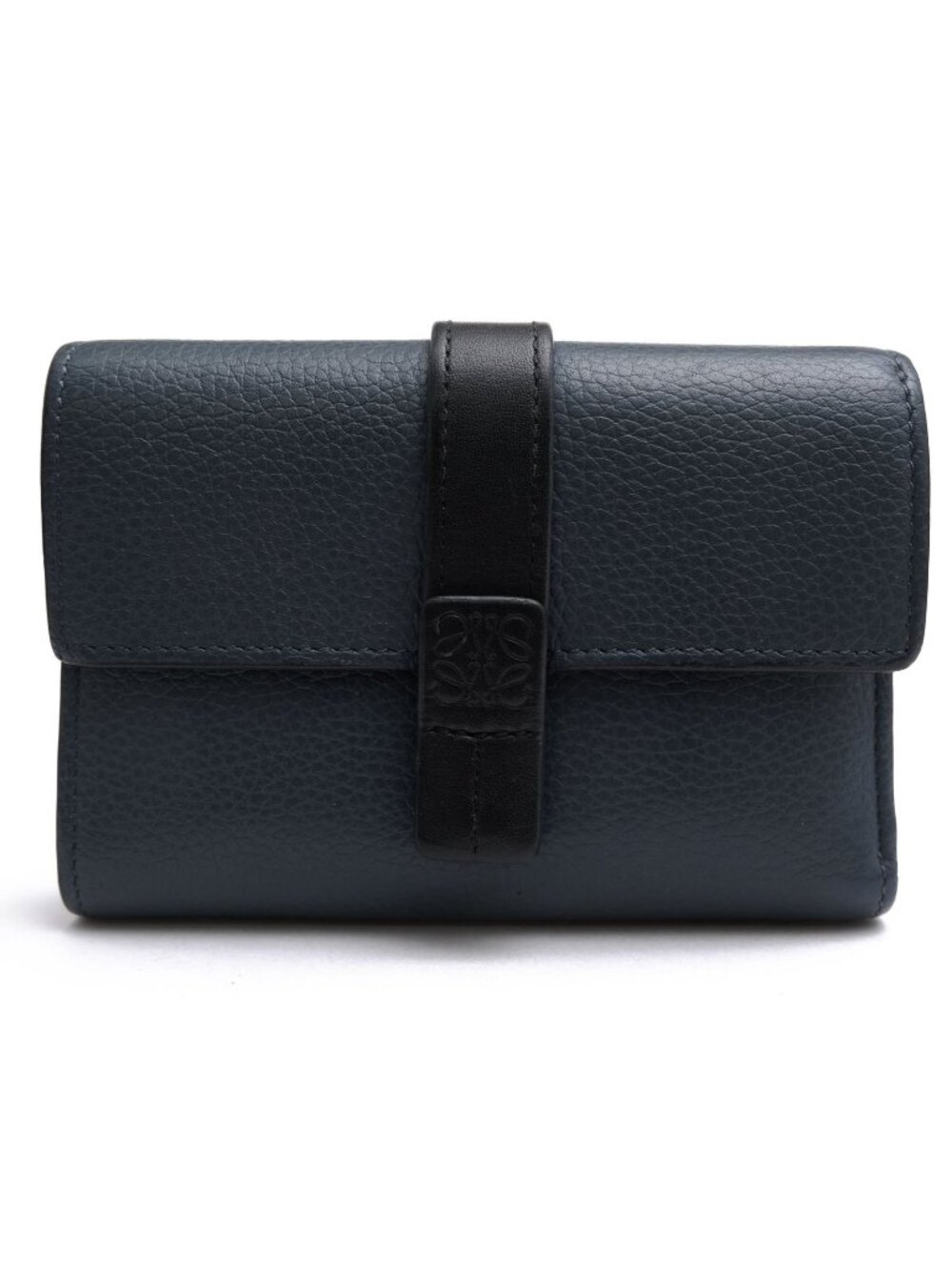 Loewe Wallet Leather Navy Small Vertical in Soft Compact